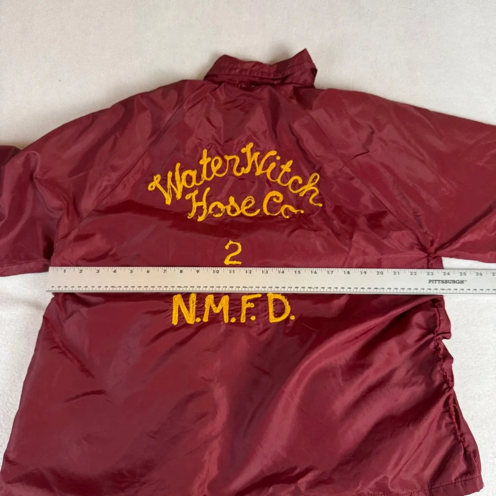 Vintage 70s Starter Coaches Jacket Burgundy Chain Stitch Water Witch Hose Large
